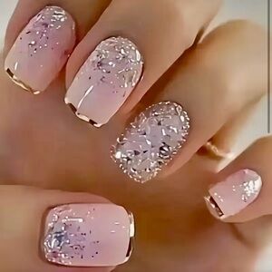 Elegant Pink Glitter Nails